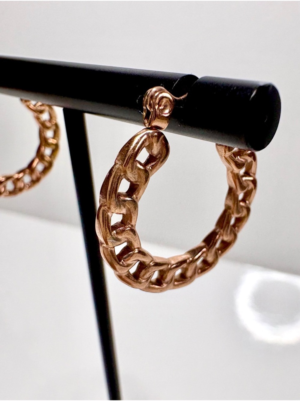 18k Rose Gold Plated with Chain Link, Hoop Earrings!